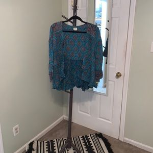 Teal patterned cardigan